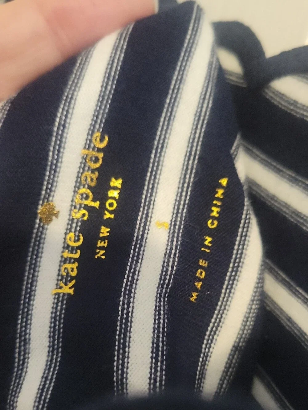kate spade SzSm Cotton Scalloped Neck Lower back dip navy and white striped top